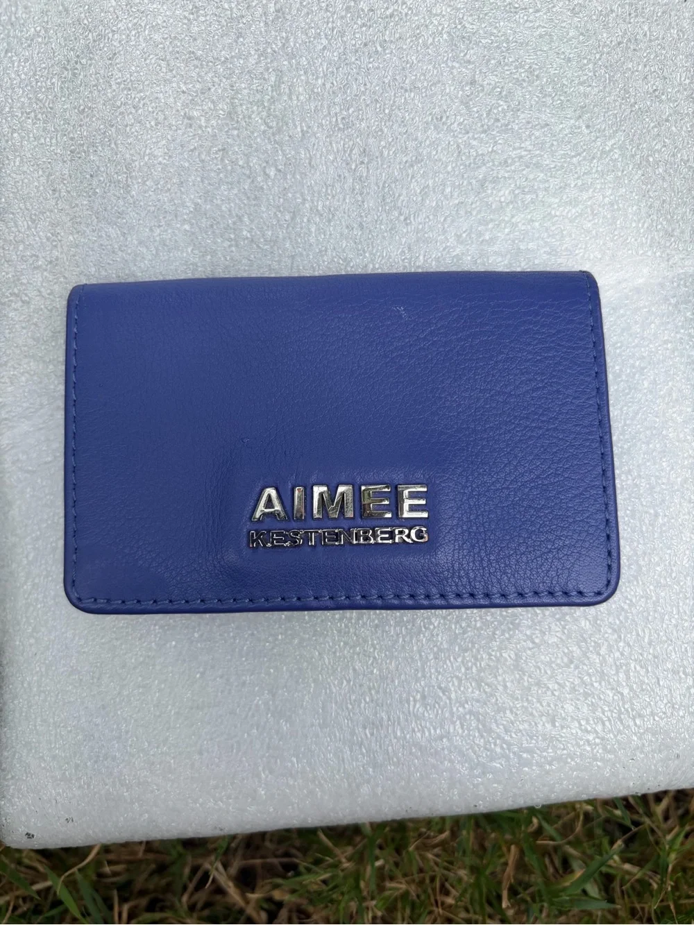 Aimee Kestenberg Purple Leather Card Wallet with Silver Logo